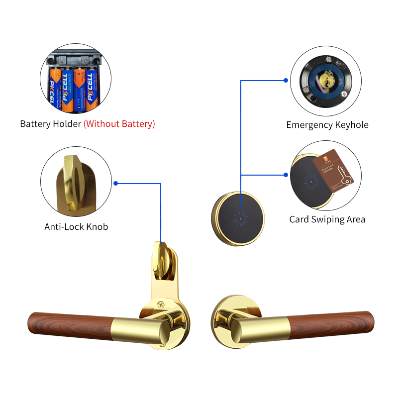 Zinc alloy split pattern design hotel door access control electronic lock m1 card rfid hotel door lock system split