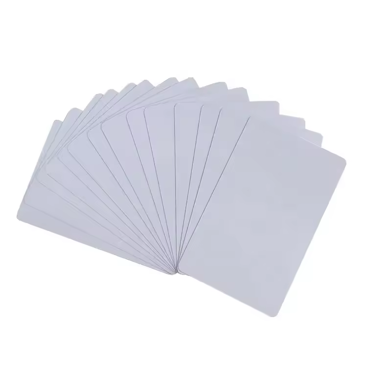 Good quality yellow white 0.84mm thickness without film both side PVC plastic business card for printing