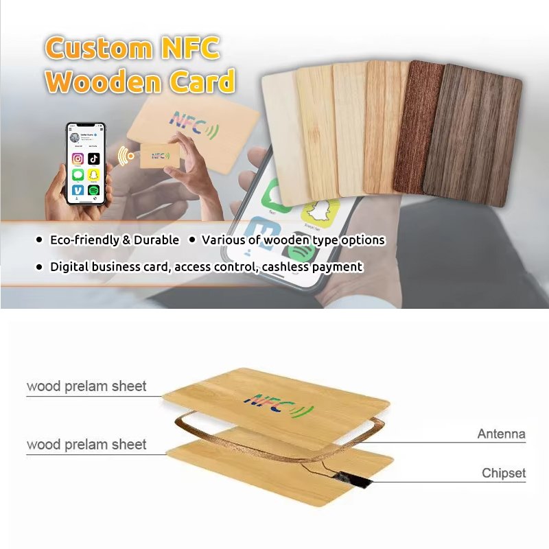 Hot Sale Eco-friendly Laser Engraved wooden key cards hotel nfc blank 13.56mhz Smart invitation business gift RFID nfc wood card