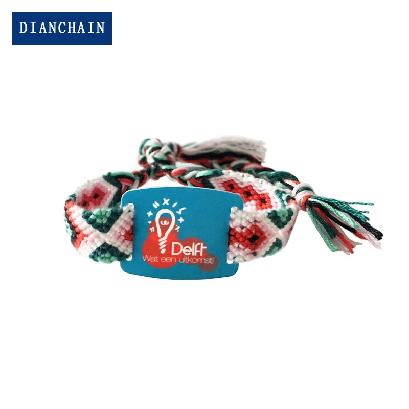 Hand Woven Wrist Strap Printable Access Card RFID Bracelet NFC Label