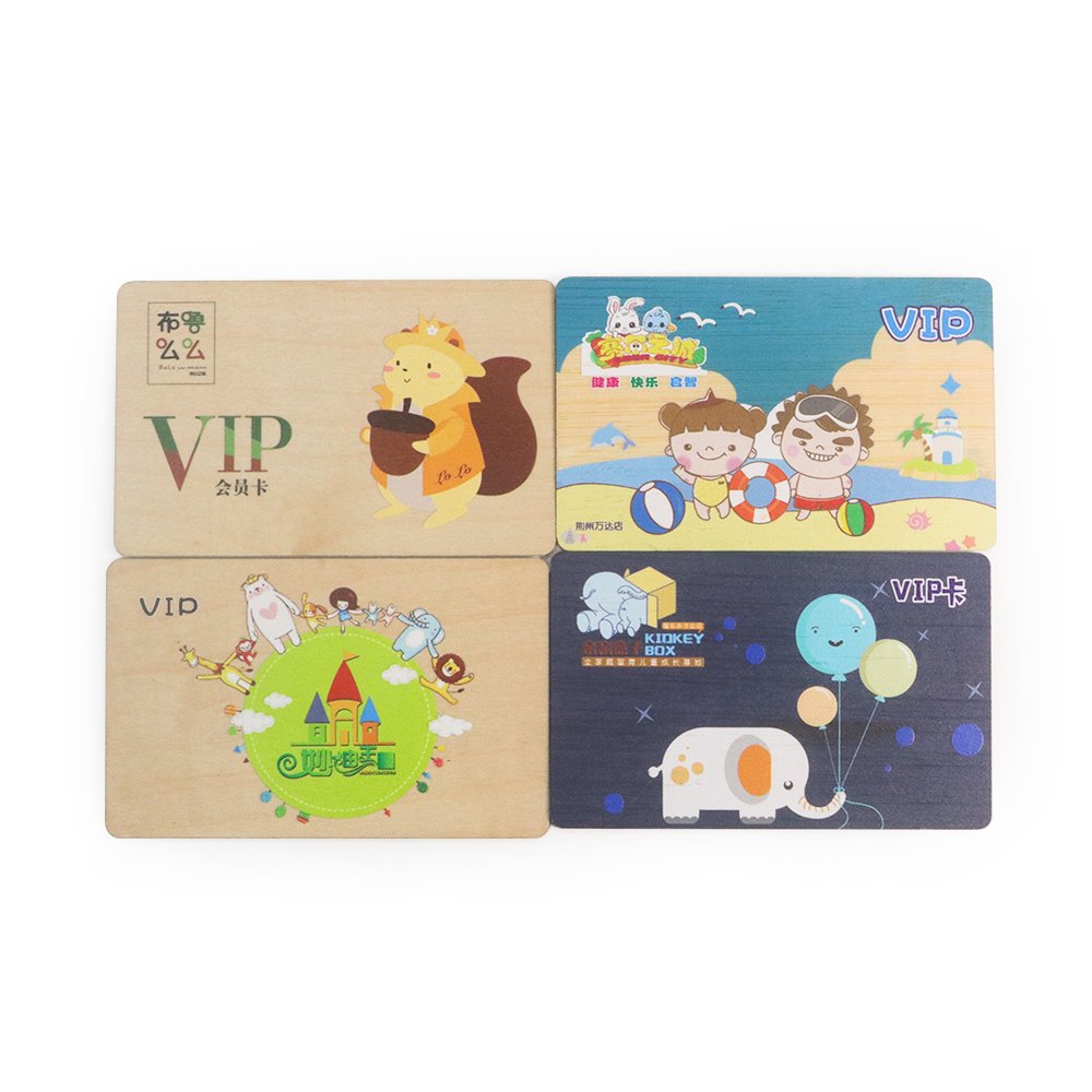 Christmas Gift Card Eco friendly Wooden Card Custom Color Printing 13.56Mhz Blank wood RFID NFC card