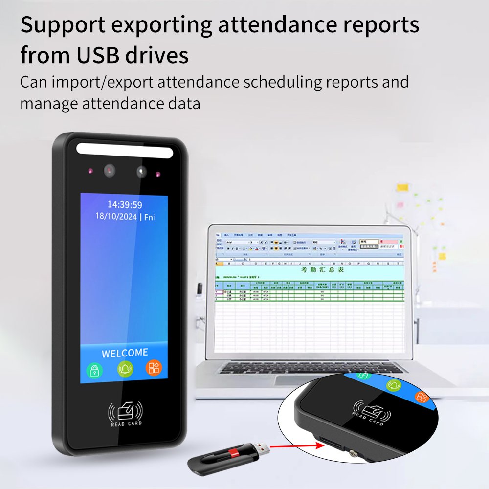 Face Recognition Attendance Biometric Access Control Rfid card time clock time attendance 4.5inch screen touch