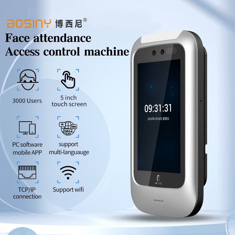 Access control 5 Inch WiFi TCP IP Face Recognition Touch Screen Attendance Device 13.56Mhz IC Card Readers with 3000 Users