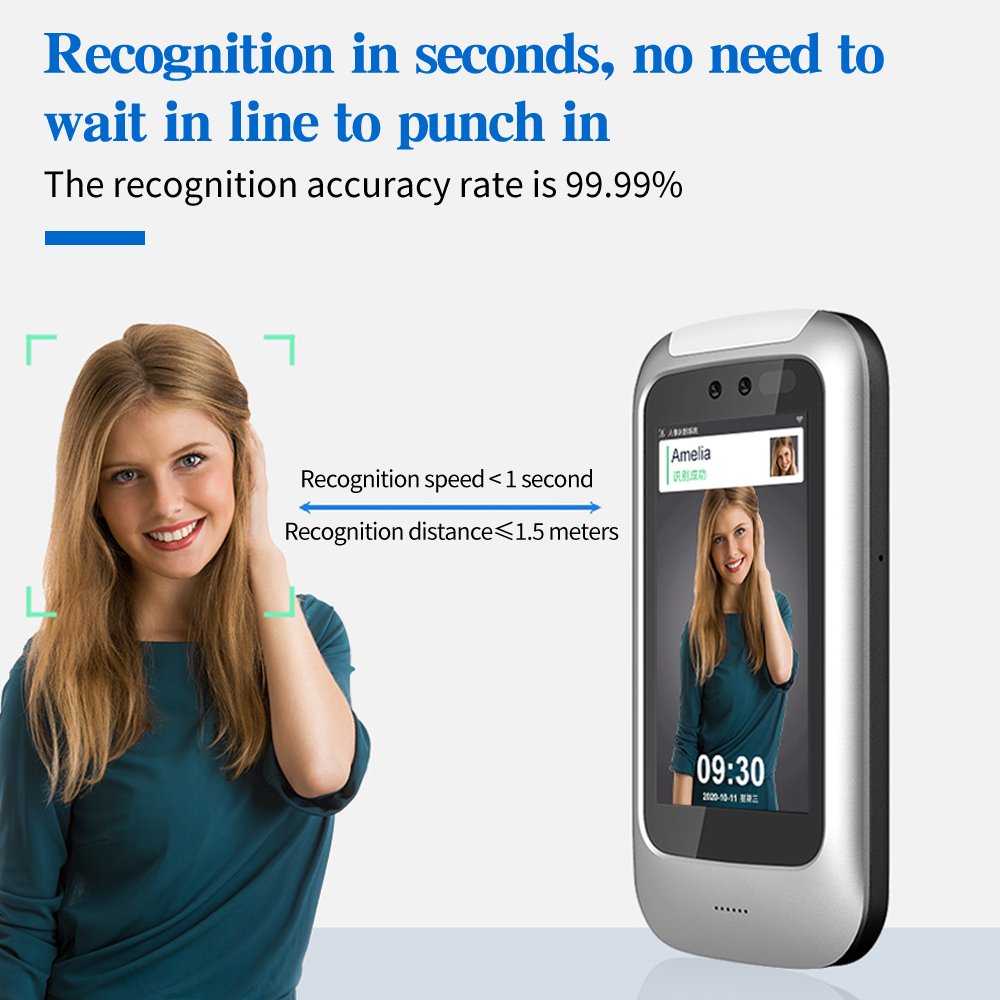 Access control 5 Inch WiFi TCP IP Face Recognition Touch Screen Attendance Device 13.56Mhz IC Card Readers with 3000 Users