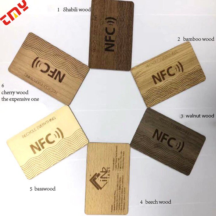 Custom Recyclable Printable RFID Smart Card Access Control Card 13.56Mhz Wooden NFC Business Card Blanks For Laser Engraving