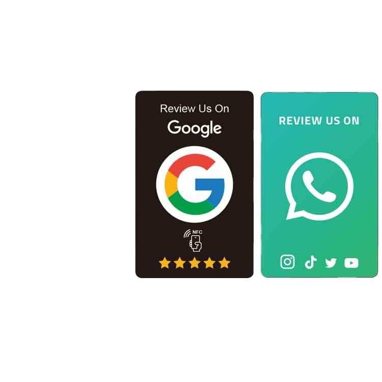 Custom design Plastic PVC Membership card Contactless Smart Card five stars Google Review NFC RFID Card