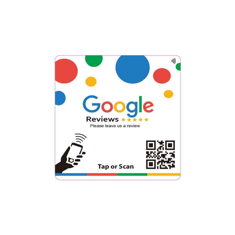 Custom design Plastic PVC Membership card Contactless Smart Card five stars Google Review NFC RFID Card