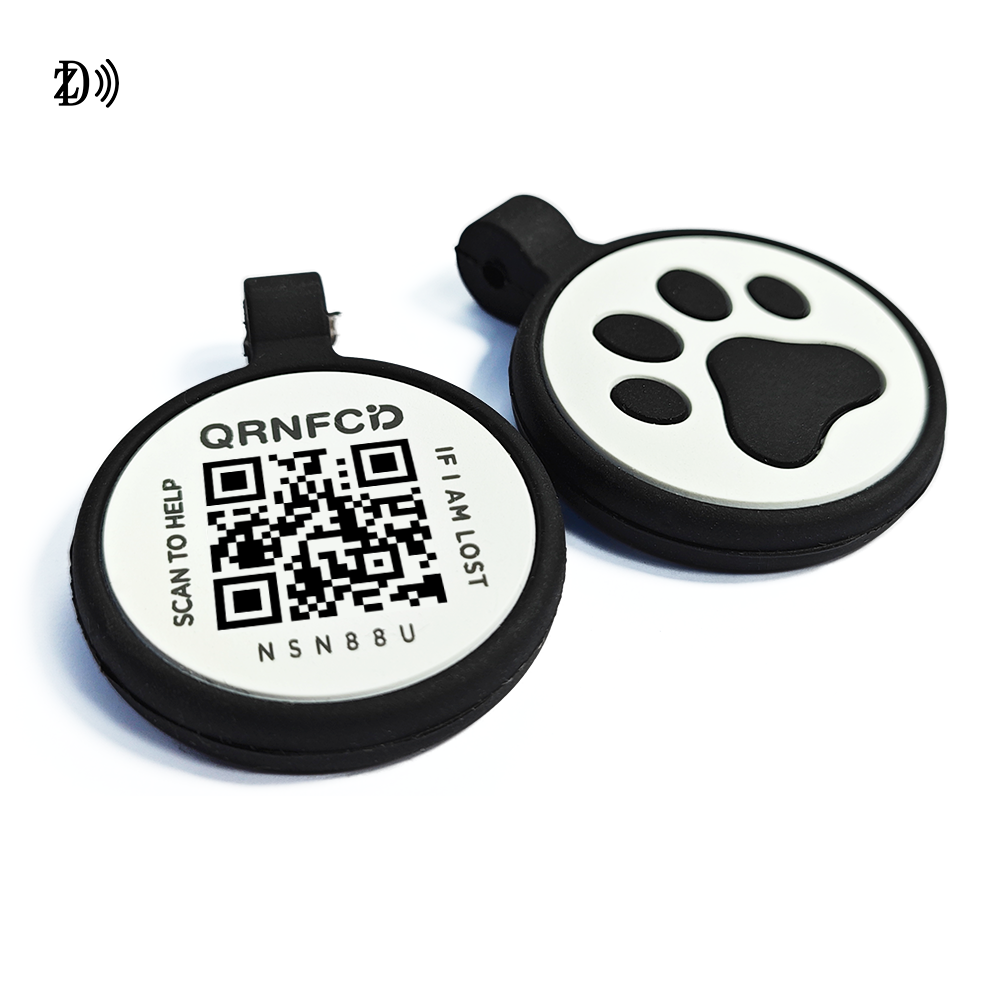 Dog Pet Tag For Engraving 13.56Mhz NFC Custom QR Code RFID Silicone Pet Tag