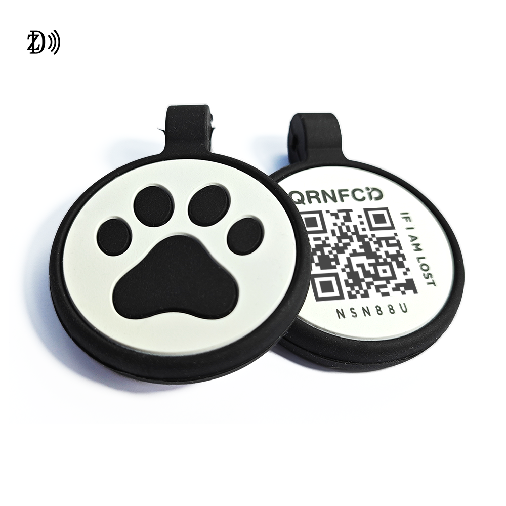 Dog Pet Tag For Engraving 13.56Mhz NFC Custom QR Code RFID Silicone Pet Tag