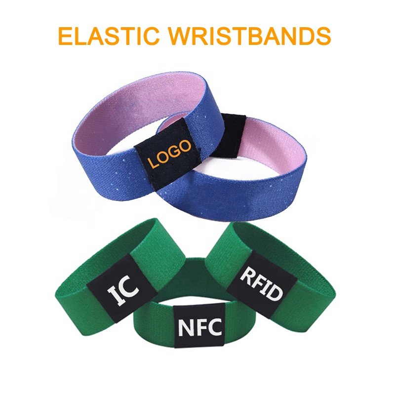 125Khz/13.56Mhz Hotel Blank White Keycard Bamboo Cards Printed Color RFID Elastic Wristband Cards