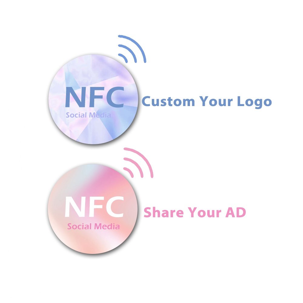 New design Individual Packaging NFC phone stickers Social rfid sticker anti-metal nfc tag epoxy