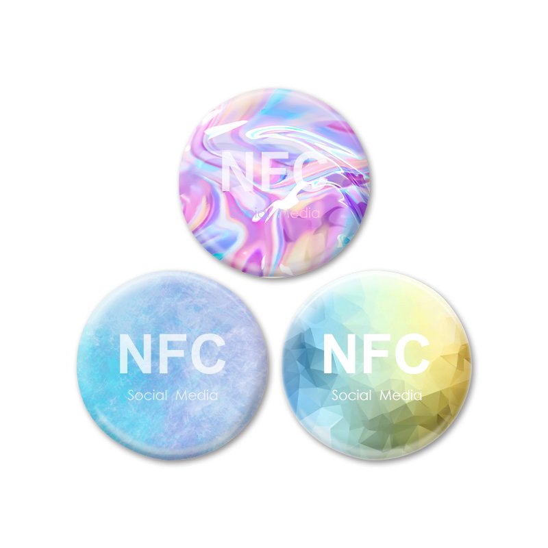 New design Individual Packaging NFC phone stickers Social rfid sticker anti-metal nfc tag epoxy