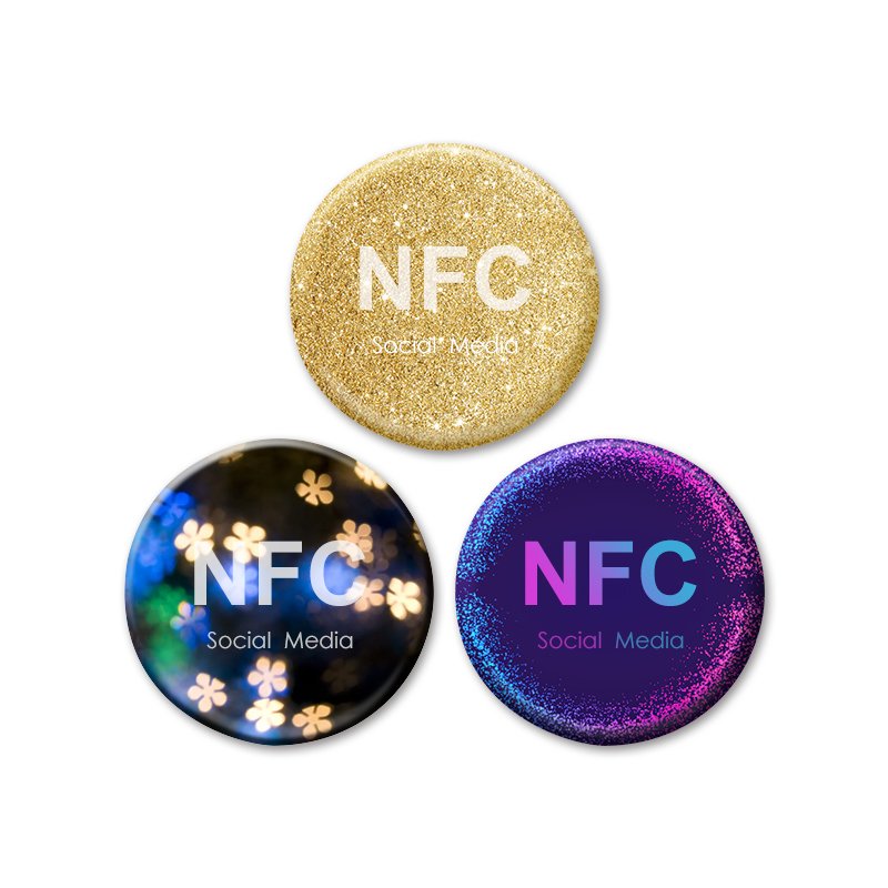 New design Individual Packaging NFC phone stickers Social rfid sticker anti-metal nfc tag epoxy