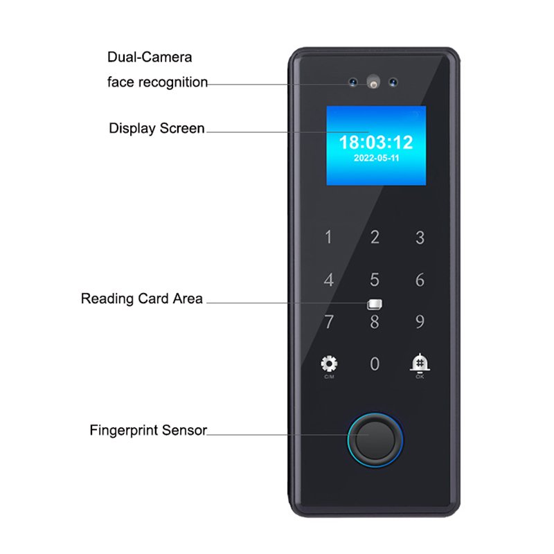 Standalone Bluetooth Multi-Bio Biometric Fingerprint Facial Recognition Access Control Device with Card Password APP