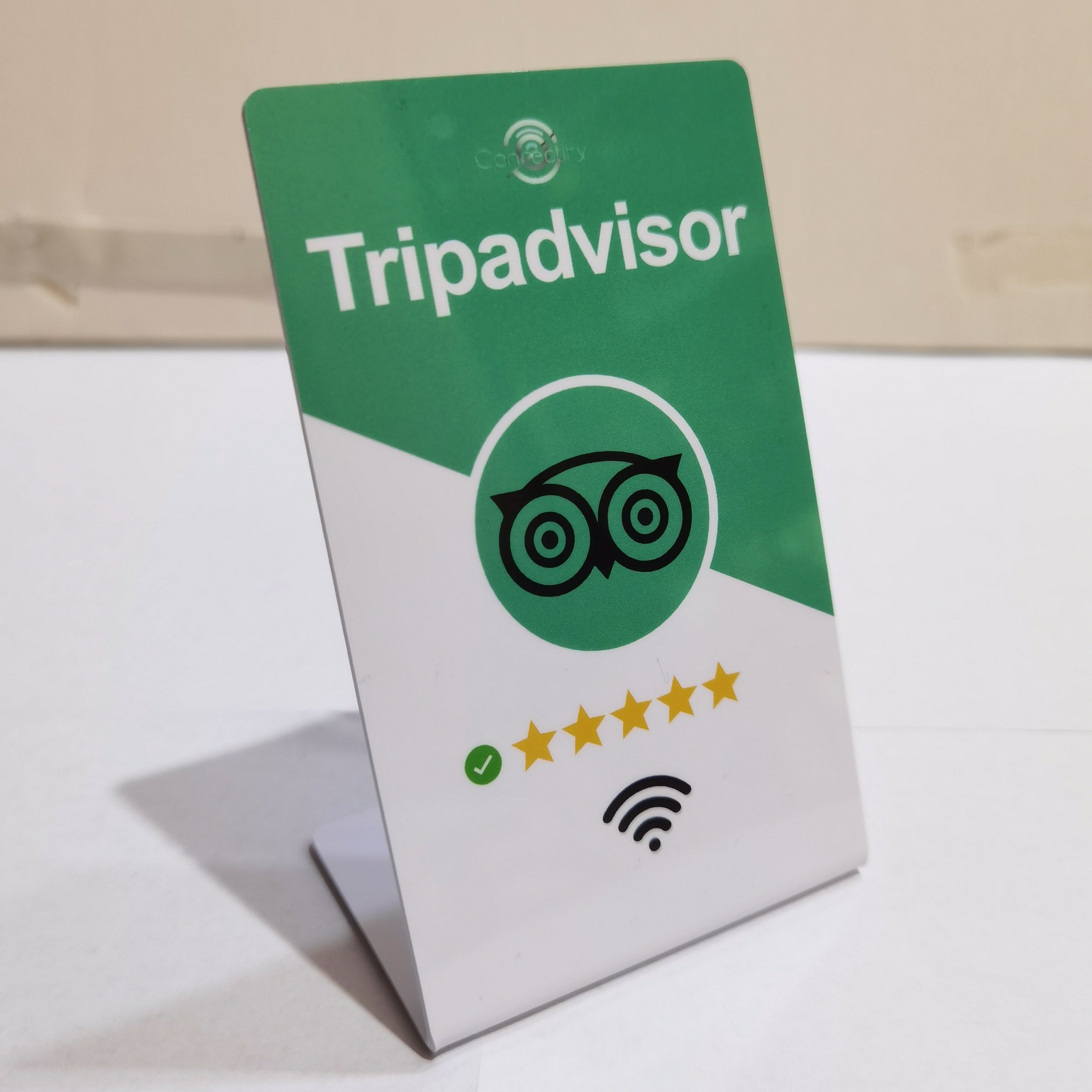 Customizable Personalized Acrylic NFC Table Stand 13.56Mhz Chip Ntag213 Waterproof PVC Material Google Review nfc stand custom