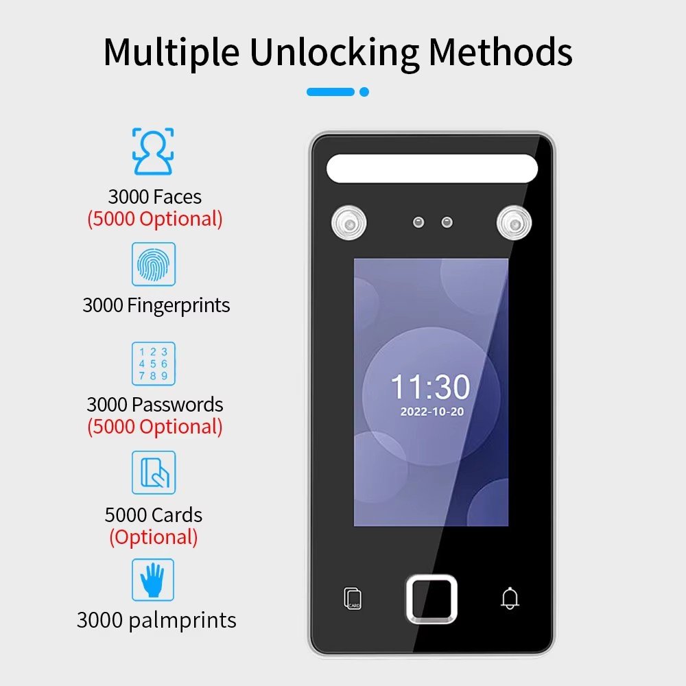 Video Intercom Access Face Recognition Gate Access Control System Dynamic Facial Detection Time Attendance machine