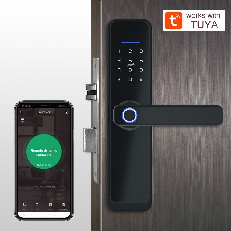 Cerradura Inteligente Electronic Biometric Access Tuya APP Remote Control Smart Fingerprint Wifi Door Lock For Wooden Doors