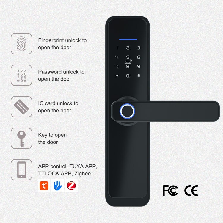 Cerradura Inteligente Electronic Biometric Access Tuya APP Remote Control Smart Fingerprint Wifi Door Lock For Wooden Doors