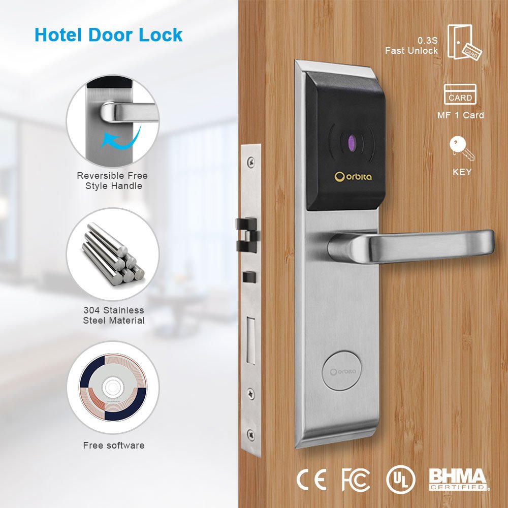 Orbita Cerraduras Con Tarjeta Touchless Keyless Rfid Access Control Key Card Hotel Door Lock With Management Software System