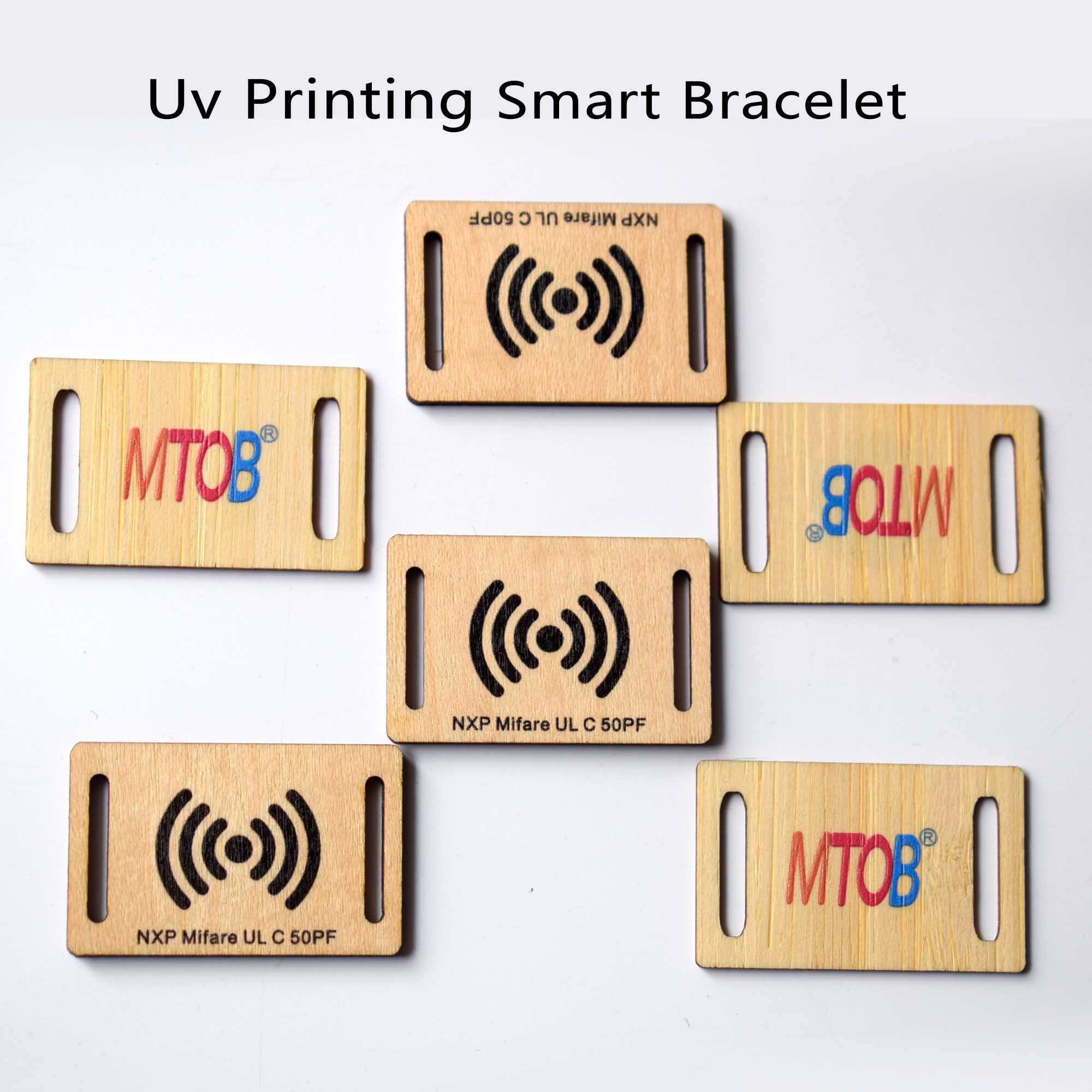 Custom wholesale NFC RFID Wooden nfc keychain Wristband Tag Wooden business card hotel access card