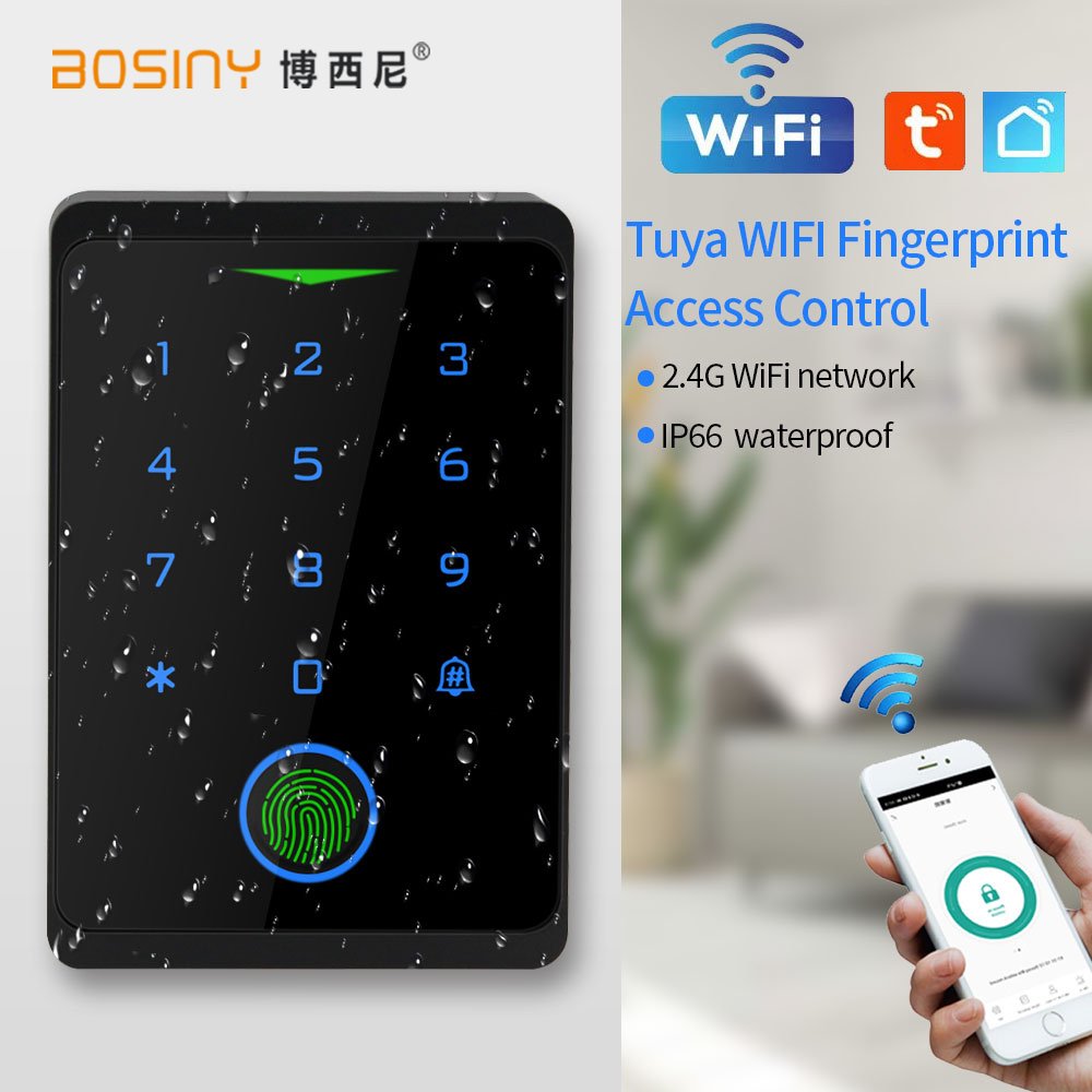Tuya APP Door Lock IP66 Waterproof Keyless Biometric WIFI Access Control Standalone Keypad Fingerprint EM RFID Card Door Entry