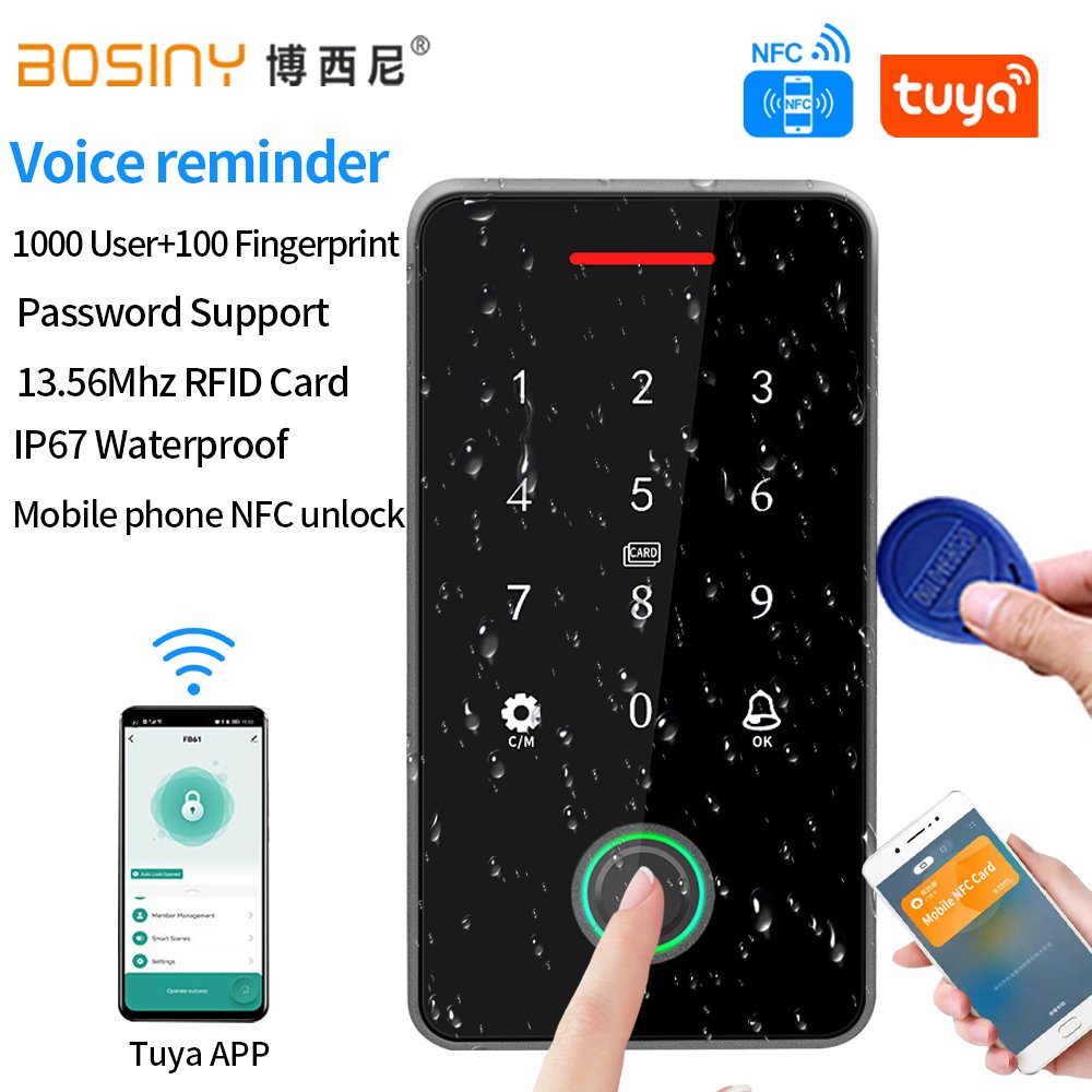 Door Access Control System 13.56Mhz 125KHz NFC Rfid Card readers fingerprint Tuya APP smart Lock Bluetooth Access Controller