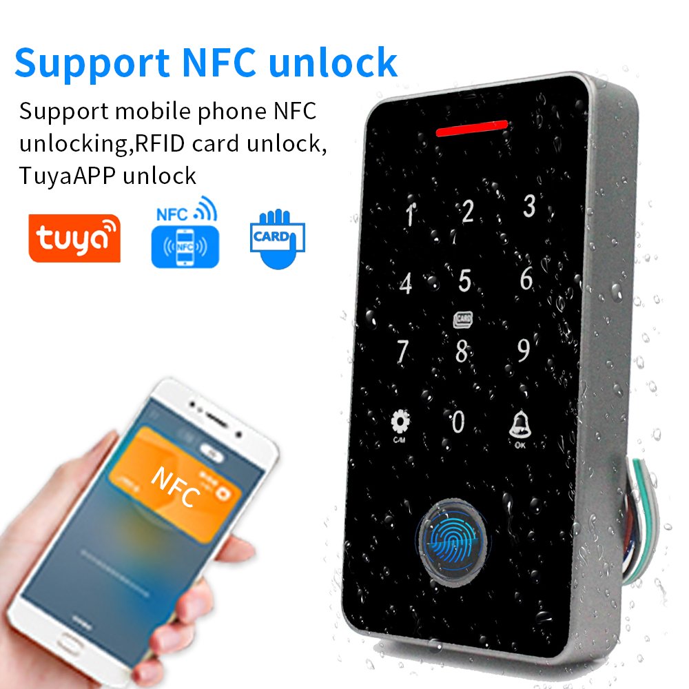 Door Access Control System 13.56Mhz 125KHz NFC Rfid Card readers fingerprint Tuya APP smart Lock Bluetooth Access Controller