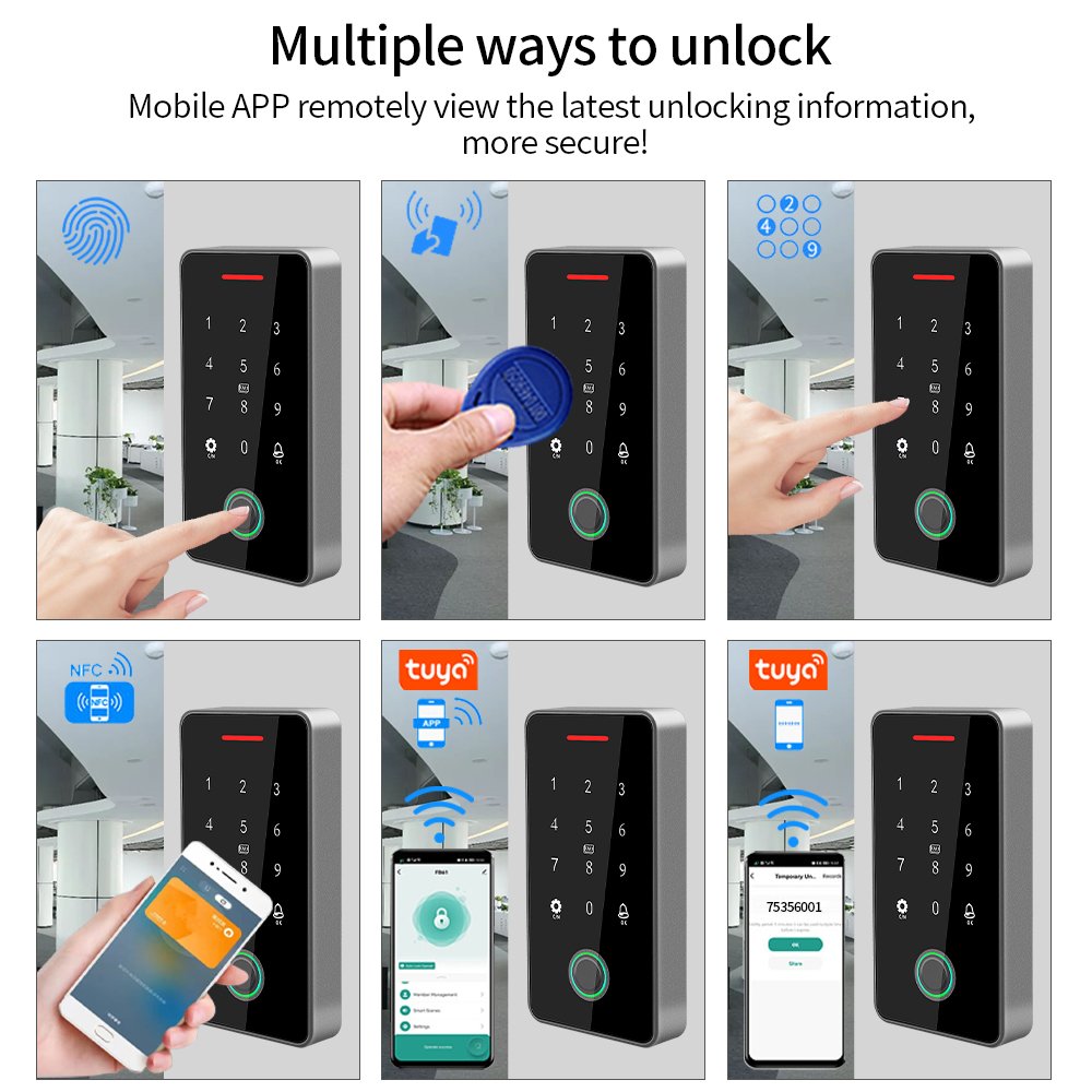 Door Access Control System 13.56Mhz 125KHz NFC Rfid Card readers fingerprint Tuya APP smart Lock Bluetooth Access Controller