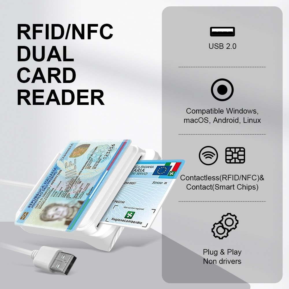 ZOWEETEK 2024 New Listed 2 in 1 Card Reader Contactless RFID NFC Access Control Card Readers and IC ID Credit Card Reader Writer