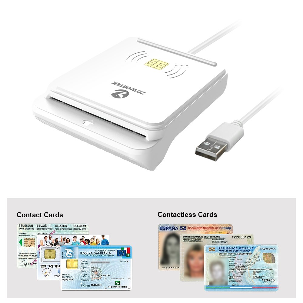 ZOWEETEK 2024 New Listed 2 in 1 Card Reader Contactless RFID NFC Access Control Card Readers and IC ID Credit Card Reader Writer