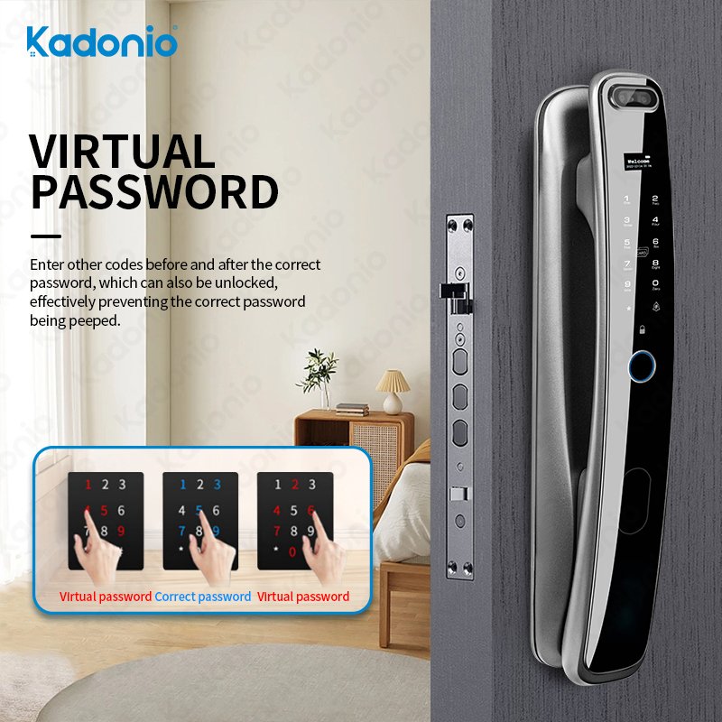 Kadonio Intelligent Keyless Entry Smart Main Door Lock Wifi Face Recognition Access Control With Display Screen
