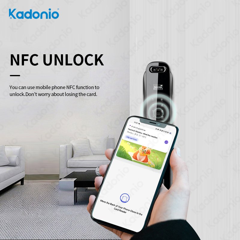Kadonio Intelligent Keyless Entry Smart Main Door Lock Wifi Face Recognition Access Control With Display Screen