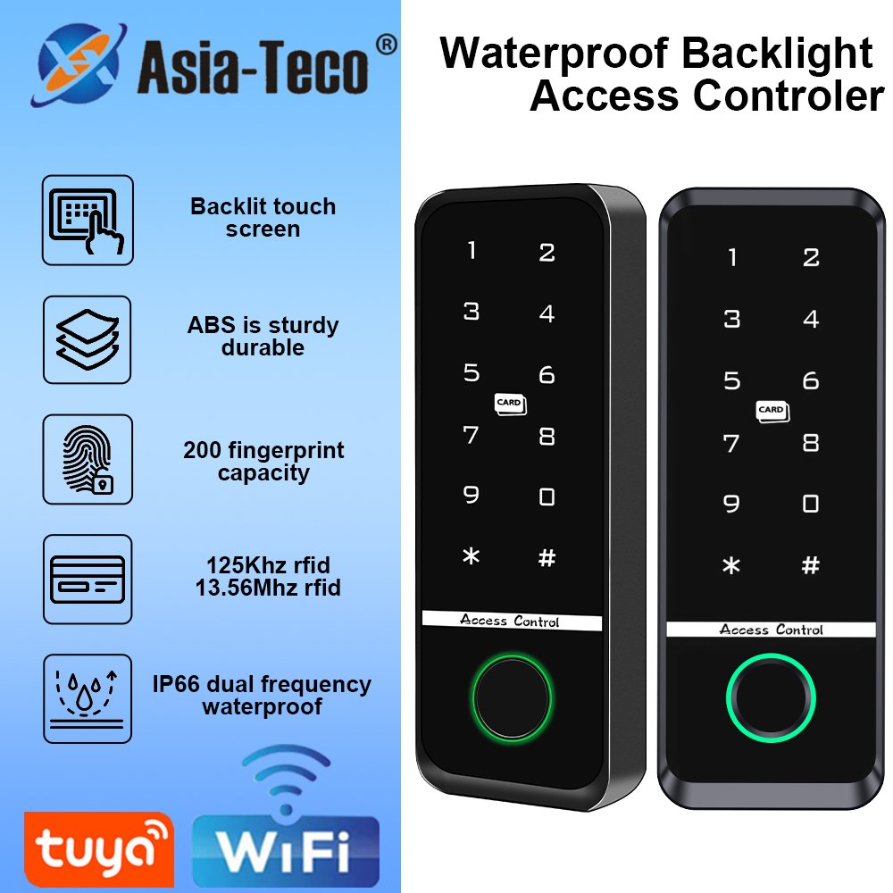 WiFi Tuya App Smart Fingerprint Door Lock IC Card Reader smart lock Keypad Waterproof Door Access Control System