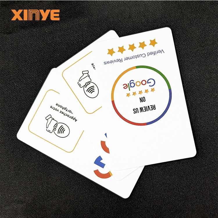 NFC Cards NTAG215 Chip 504 Bytes Pop up Google Reivew Card Logo Custom Design