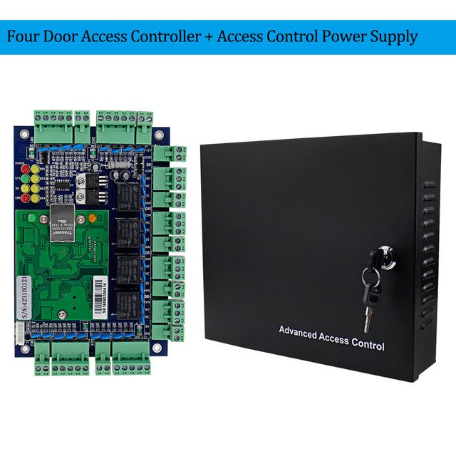 TCP/IP Network Four Doors Access Control panel System by PC control with RFID card and electromagnetic lock