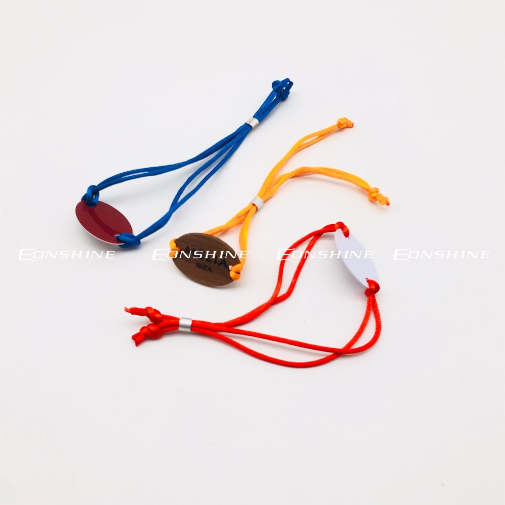 Custom Logo NFC String Rope Hotel Bracelet Rattai Cord RFID Wooden Card Smart Event Wristbands