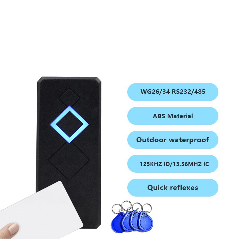 Smart Outdoor RS232 RS485 TTL Interface Waterproof RFID 125khz ID EM4100 Card Reader For Door Access Control System