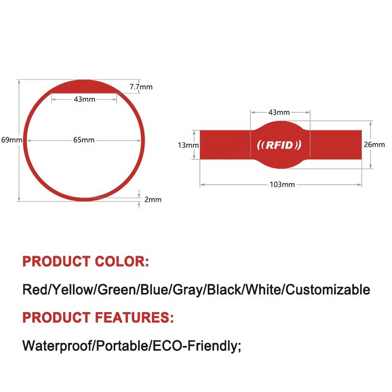 OEM/ODM RFID Wristband 125 khz EM4100 Silicone Wristband Bracelet Access Control Cards For Gym