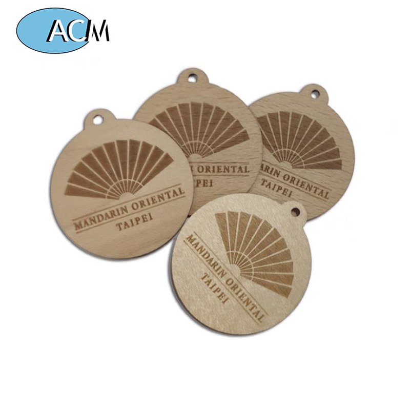 Custom NFC Wood Key Chain Card Laser Printed ISO14443A RFID Wooden Key Fob