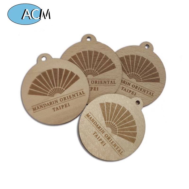 Custom NFC Wood Key Chain Card Laser Printed ISO14443A RFID Wooden Key Fob