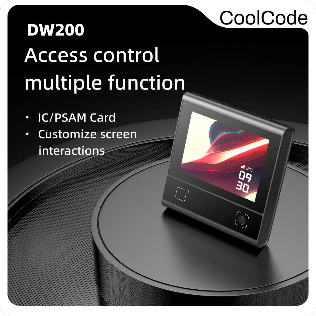 COOLCODE DW200 Touch Screen Access Control Reader Supports Nfc card 13.56Mhz QR Code Scanners Ethernet