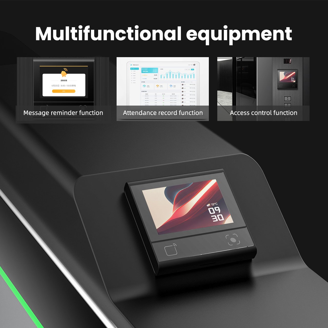 COOLCODE DW200 Touch Screen Access Control Reader Supports Nfc card 13.56Mhz QR Code Scanners Ethernet