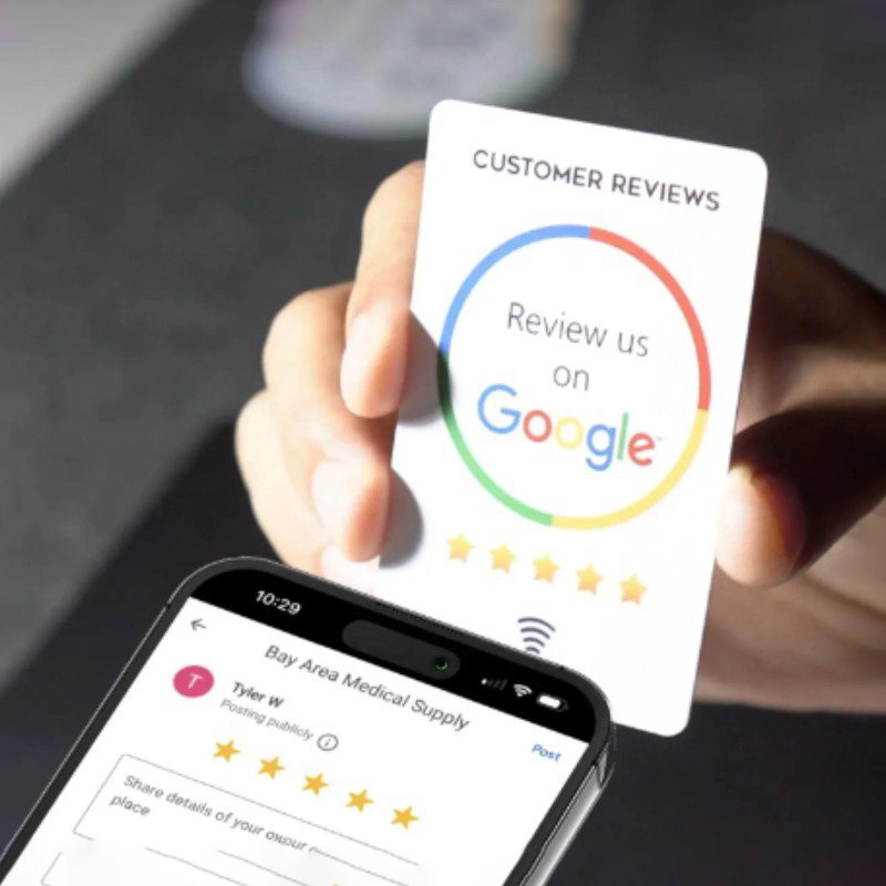 Customized RFID Google review card ntag213 review card 215 high-end PVC Google NFC review card