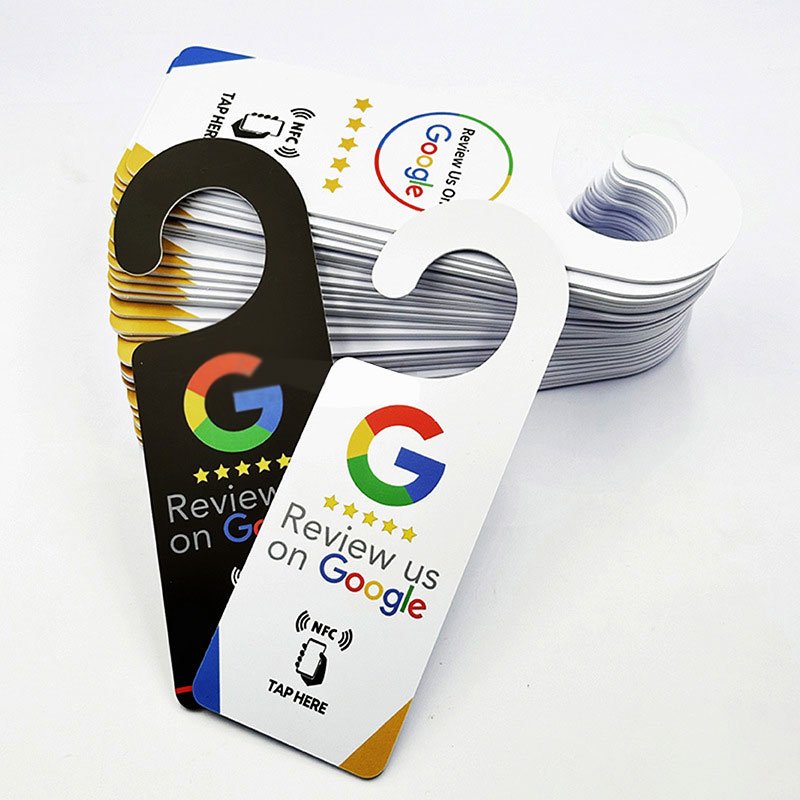 Custom Door Hanger Smart Url PVC NFC Google Review Card Hang Tag