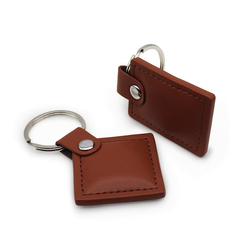 Real Leather Embossed Logo Hotel Room Nfc Key Tag Rfid Access Control Keychain