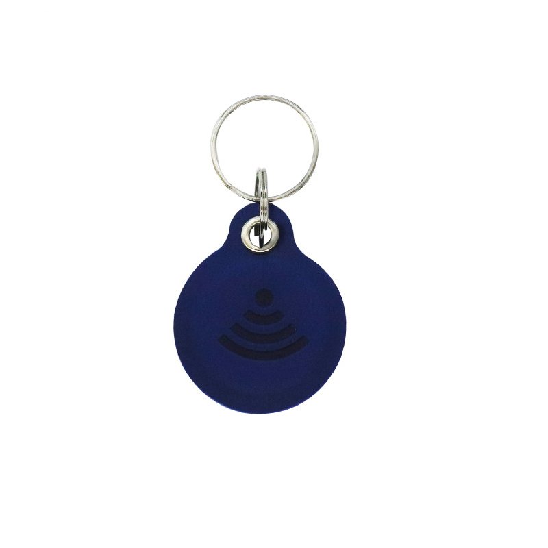 Real Leather Embossed Logo Hotel Room Nfc Key Tag Rfid Access Control Keychain
