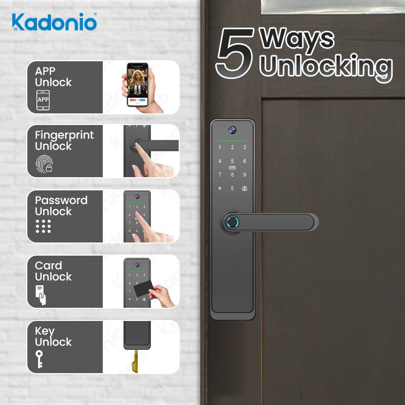 Kadonio New Product Smart Tuya Access Control Door Lock Plate Recognition Waterproof Peep Hole Camera