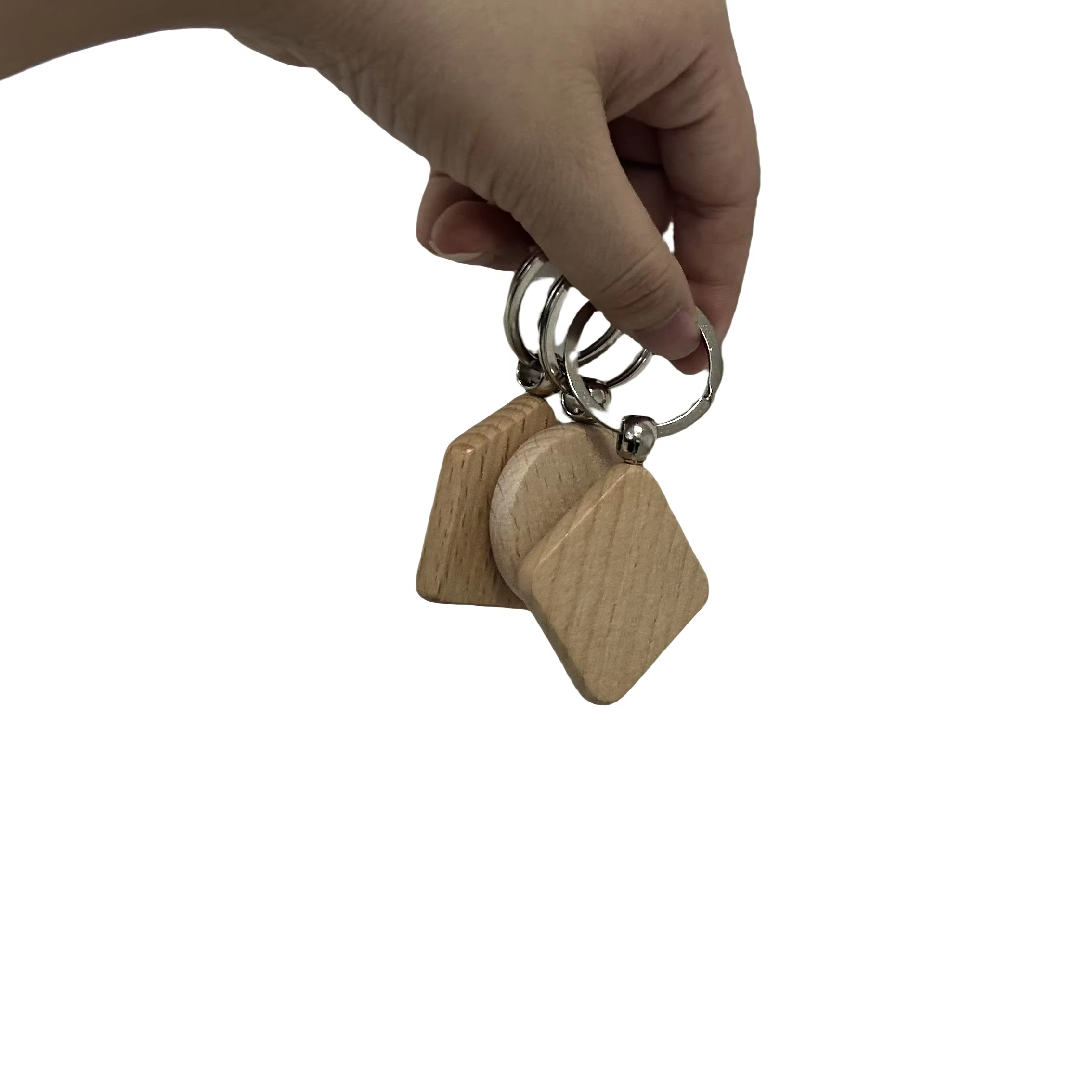 RFID NFC Wooden Keychain Mini Tag Waterproof ISO Model 13.56MHz Frequency NFC Chip QR Code Communication Interface