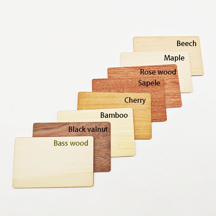 High Quality Bamboo Wood Card Advertising Custom Logo With NFC213 Chip Factory Wholesale beech wood card