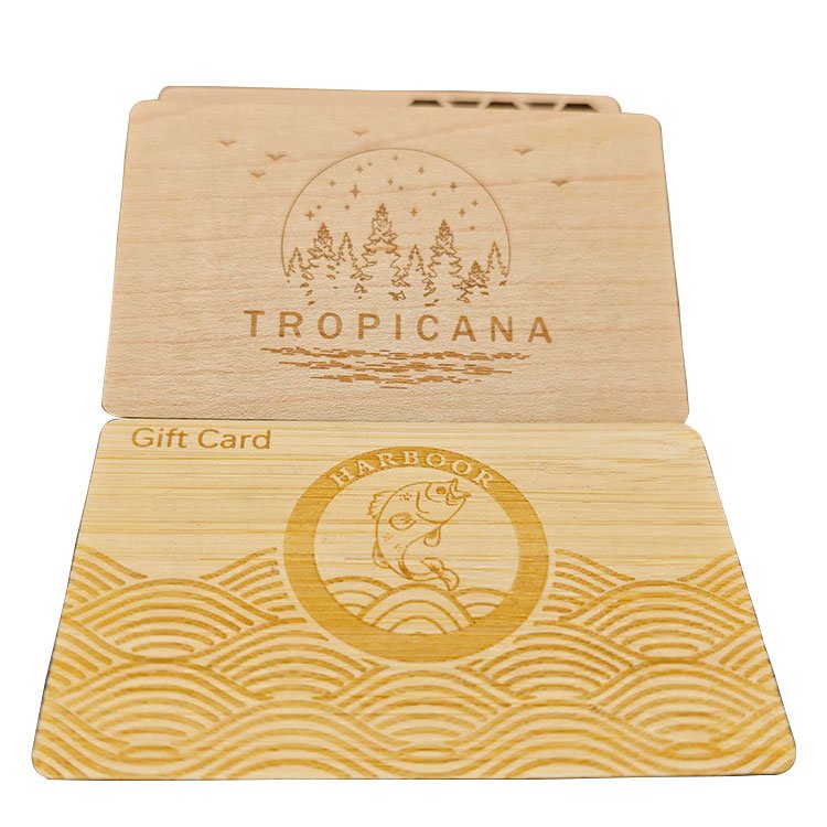 High Quality Bamboo Wood Card Advertising Custom Logo With NFC213 Chip Factory Wholesale beech wood card